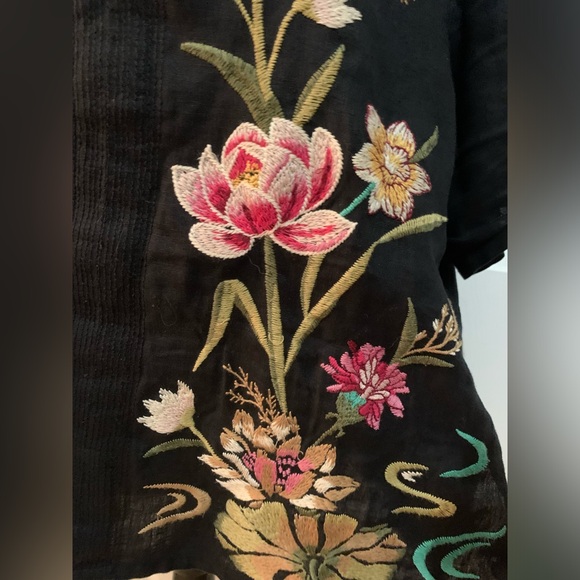 Johnny Was Maisie Embroidered Linen Blouse M - Picture 9 of 12